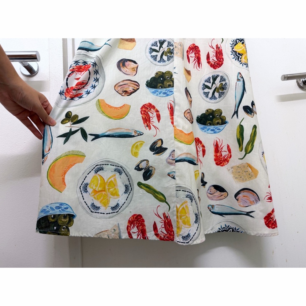 Lisa Says Gah Grace Food Print Midi Dress Tapas Ivory Lemon Olive Fruit S - Picture 12 of 16